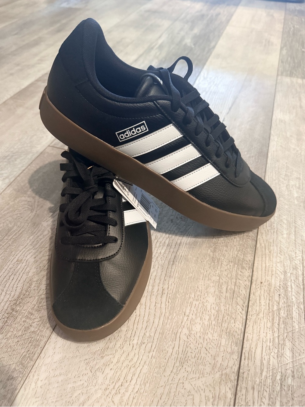 Adidas VL Court 3.0 Men’s 11.5 Black White Gum Sneakers New With Box